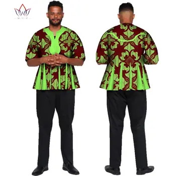 

Dashiki Men Top Print Tee Bazin Riche African Men Clothes 100% Cotton Patchwork Top Shirt Traditional African Clothing WYN441