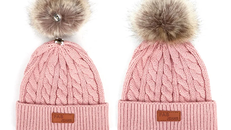 new fashion solid color children's knit beanie Kids Brand Boys girls Winter pompom casual hat Baby Toddler Soft cap warm