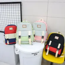 Японский Корейский Ulzzang контрастный цвет пряжка большой объем Рюкзак Тренд рюкзак школьный Женский Сумка для компьютера