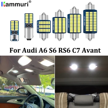 

KAMMURI 17Pc No Error Interior Dome + Vanity mirror + Trunk + Door + Glove LED light Kit for Audi A6 S6 RS6 C7 Avant Wagon 2012+