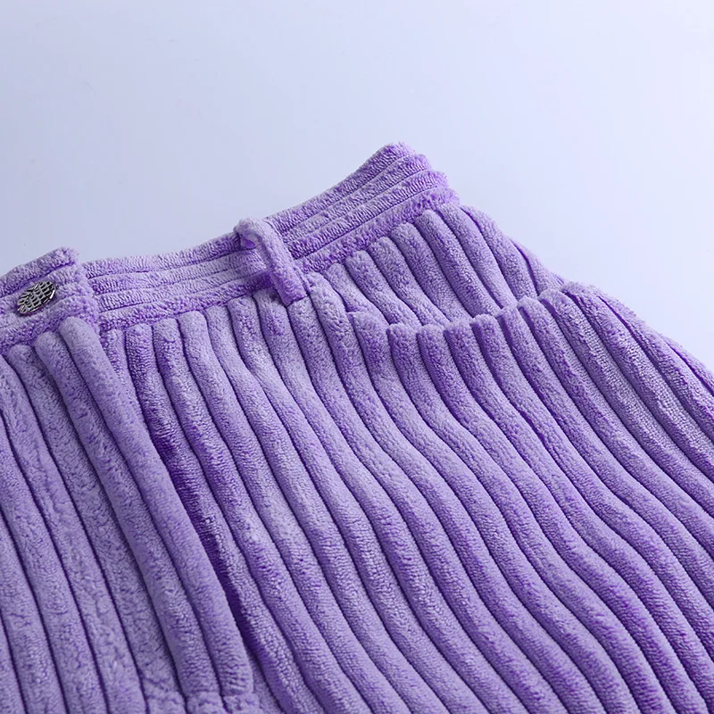 Осень зима стиль женский легко застёгивающийся вельвет фиолетовые пуговицы карманы ягодицы длинная юбка в пайетках