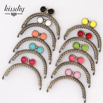 

KISSDIY 10 pcs/lot 8.5 cm semicircle antique bronze lace flat bead metal purse frame Kiss clasp bag accessories 10 colors