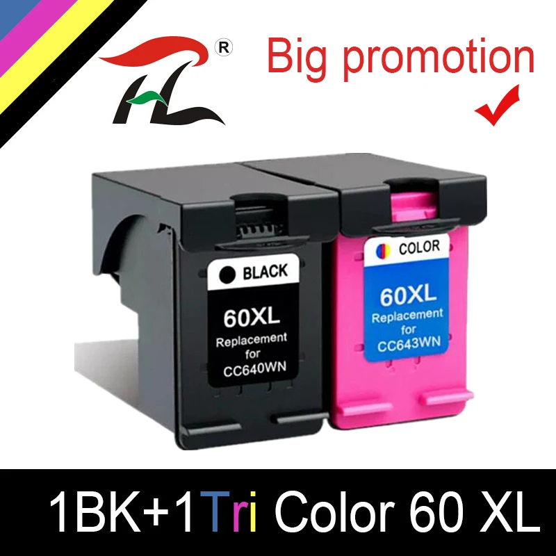 HTL чернильный картридж 60XL совместимый для hp 60 xl hp 60 F2480 F2420 F4480 F4580 F4280 D2660 D2530 D2560 PhotoSmart C4680 принтер