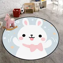 Коврики и ковры для дома, гостиной, с рисунком милого белого кролика, круглый ковер, коврики для детской комнаты, ковер для спальни