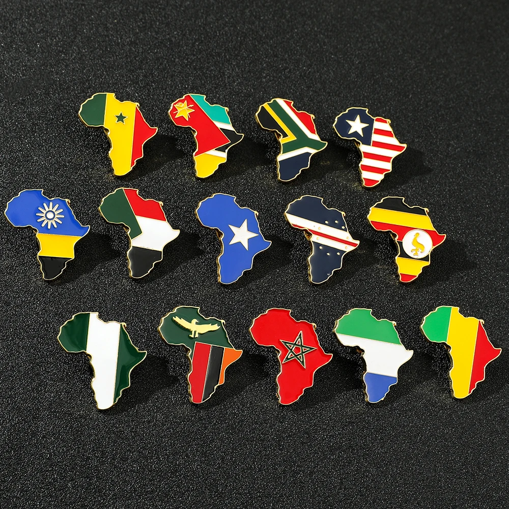 AFRICA AFRIQUE COUNTRY SHAPED  RARE ENAMEL PIN BADGE 