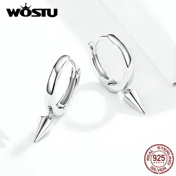 

WOSTU Geometry Awl Shape Drop Earrings 925 Sterling Silver For Women Wedding Engagement Simple Earrings Jewelry FIE744