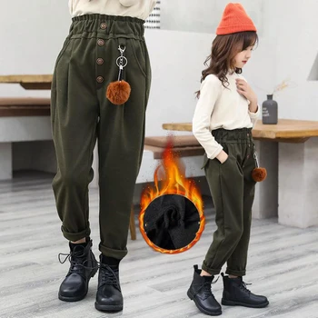 

Children 2019 Winter Plus Velvet Harem Pants Girls Thicken Warm Casual Trousers Teenage Sport Pants Kids Fashion Clothing K12