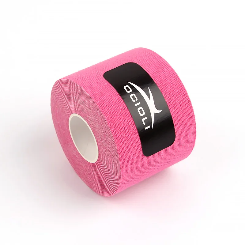 Повязка для мышц 5 см X 5 м Спортивная Кинезиология рулон ленты хлопок эластичный клей штамм травма стикер фитнес - Цвет: pink
