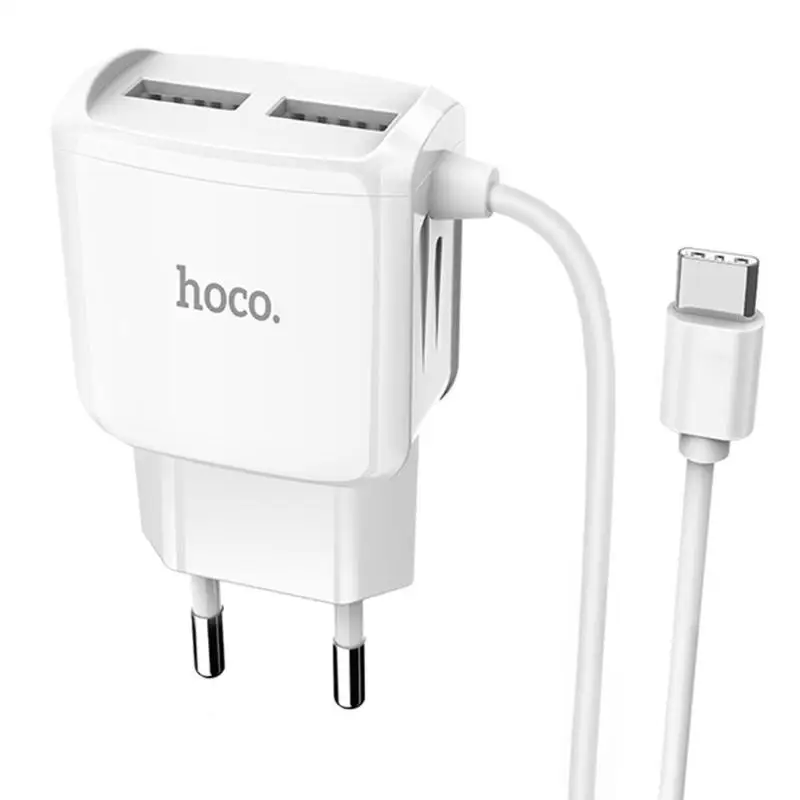 HOCO C59A двойной USB портативный адаптер зарядного устройства Путешествия ЕС Plug w/зарядный кабель - Тип штекера: Type-c