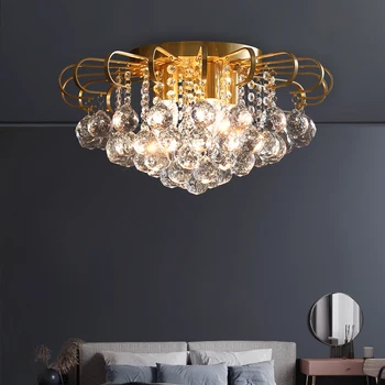 

Postmodern Luxury LED Ceiling Light Copper Crystal Creative Ceiling Lamp Simple Living Room Bedroom Dining Room Ceiling Lighting