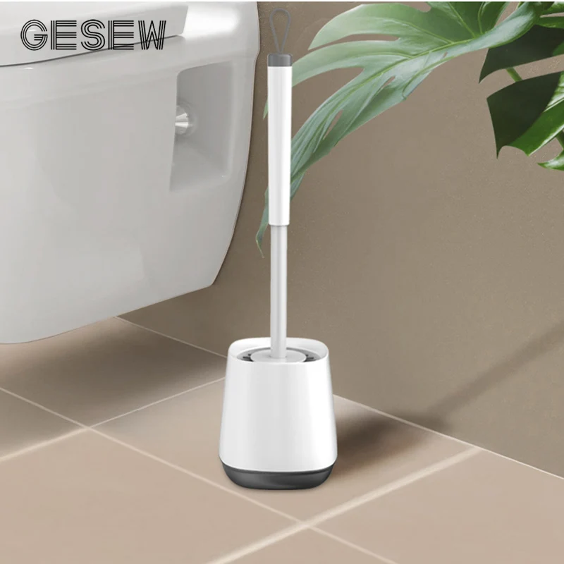 

GESEW TPR Head Toilet Brush Portable Long Handle Cleaning Tool Quick Drying Non-sticking Brush Bathroom Toilet Accessories Set