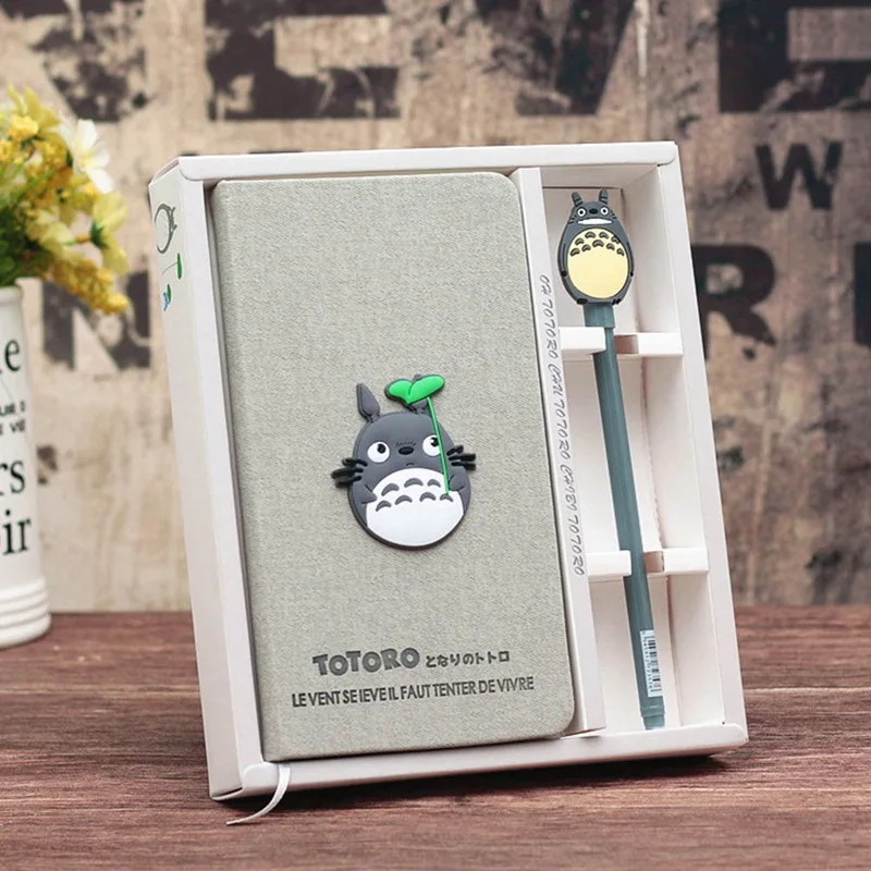 

Creative Cute Cartoon My Neighbor Totoro Hardcover Notebook Diary Book Blank Paper PU Cover Book with Pen School Supplies Gift
