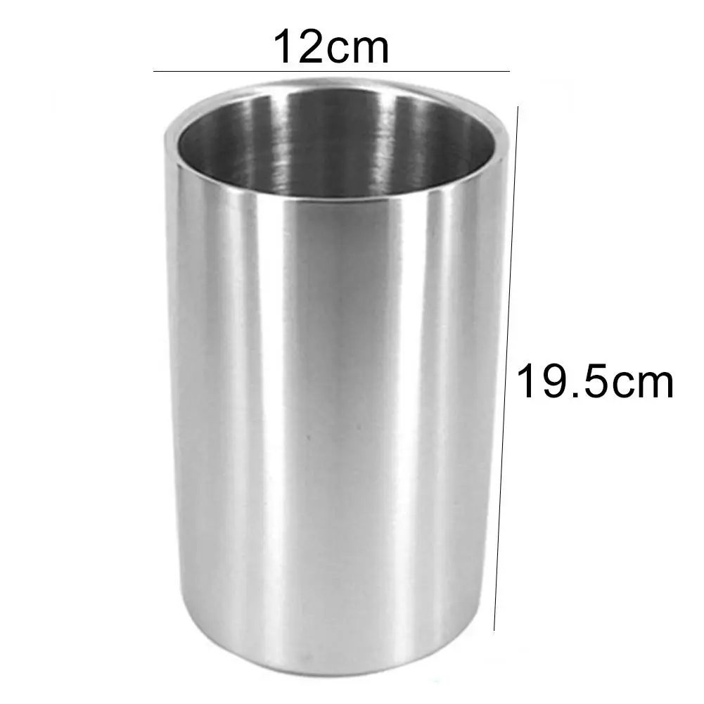 Stainless Steel Double-Walled Heat Insulated Ice Cube Bucket Round Container Bucket Wine Ice Cooler Beer Cabinet Kitchen Tool