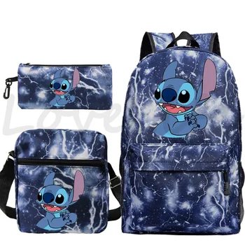 

3Pcs/Sets Stitch Backpack Boys Girls School Shoulder Bag Pencil Case Students Daily Backpack Teenagers Travel Backpack