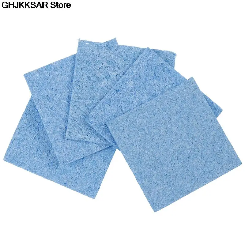 5pcs/lot 6cm*6cm Soldering Iron Solder Tip Welding Cleaning Sponge Pads Blue Hand Tool Color Random hot stapler plastic repair