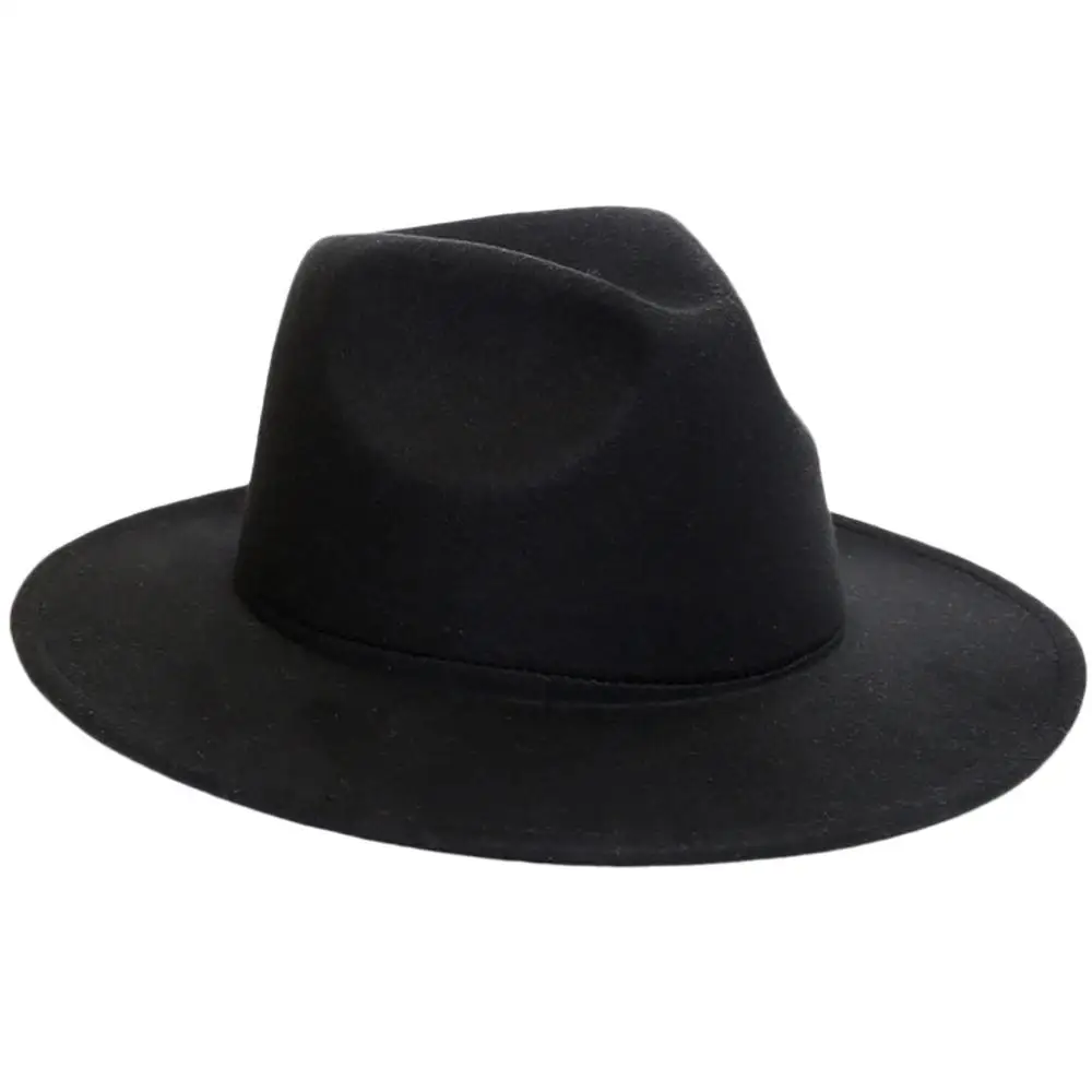 Элегантная коллекция года,, Женская крученая шерстяная фетровая шляпа, летняя женская панама с широкими полями, женская шляпа Gorra Hombre - Цвет: Black