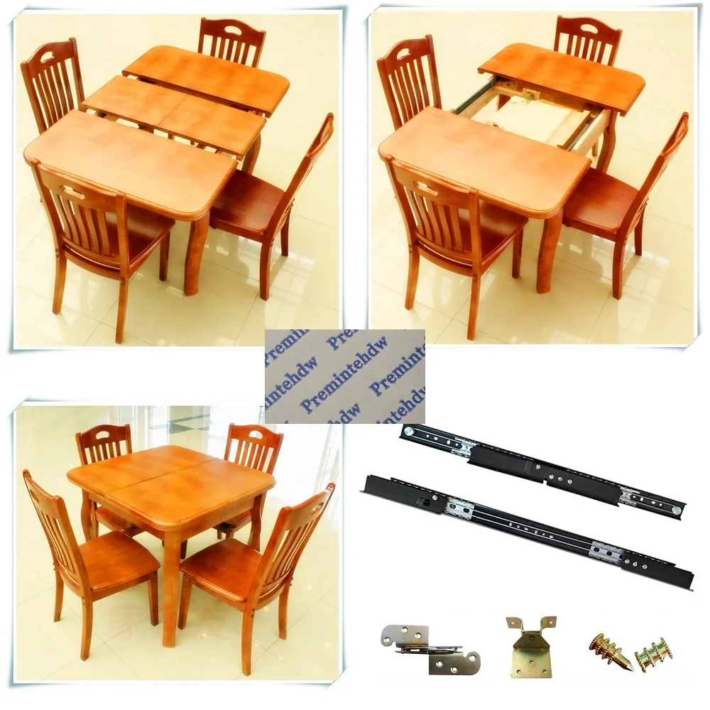 Dining Table Butterfly Leaf Equalizer Slide For Extention With Brass Dowel And Flap Hinge