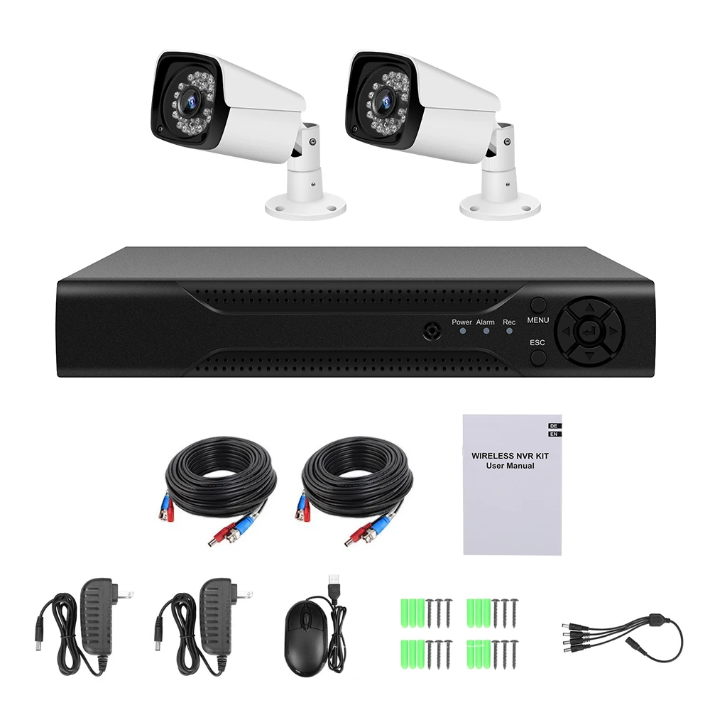 CVI TVI NVR HVR AHD 5-в-1 DVR 4CH CCTV Регистраторы+ 2 шт. видео, для наблюдения, безопасности, Камера видеонаблюдения Системы набор на открытом воздухе