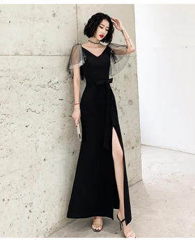 

Black evening dress female new fashion and elegant banquet dresses