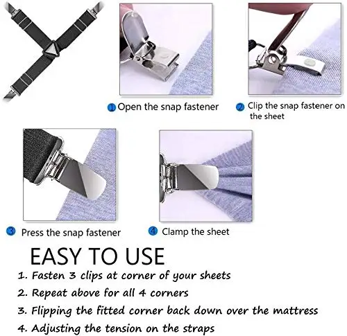 1/4/8Pcs)Sheet Suspenders Clips, Bed Sheet Straps Mattress Sheet Holders  for Twin, Full, Queen, King - Keep Sheets In Place Corner Sheet Grippers  Fasteners Sheet Stays