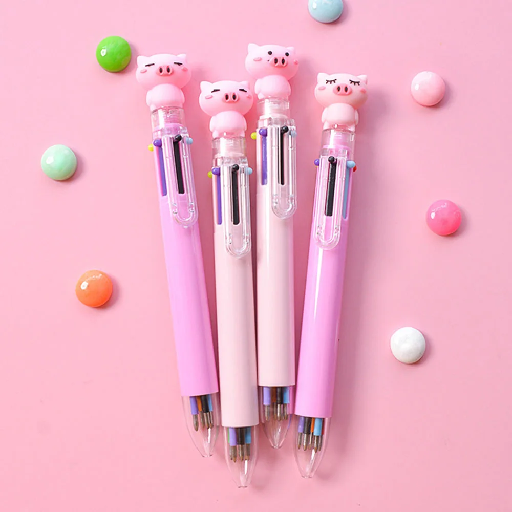 

1PCS Cute Unicorn Pig Cat Claw Multicolor Ballpoint Pen 6 In1 Colorful Ball Pens for Writing Office Stationery School Supplies