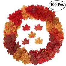 100 Pcs Künstliche Ahorn Blätter Simulation Dekorative Seide Ahorn Blätter Gefälschte Herbst Blätter Für Home Hochzeit Party Decor