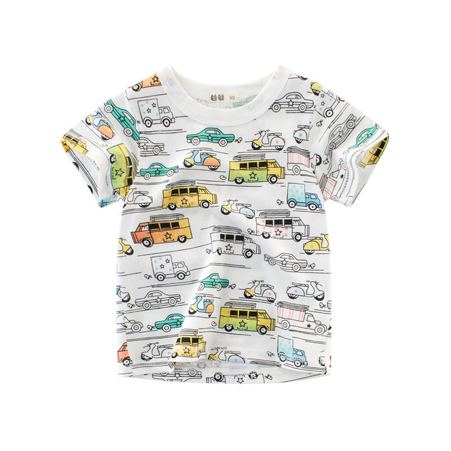 Cartoon Boys Girls Kids Car Print T Shirt For a Boy Children Summer Short Sleeve T-shirt Cotton Tops Clothing 2-8 Years