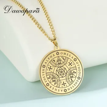 

Dawapara Tetragrammaton Amulet Pendant Necklace Enochian Angel Magic Amulet, Alpha and Omega, AGLA Talisman Necklaces