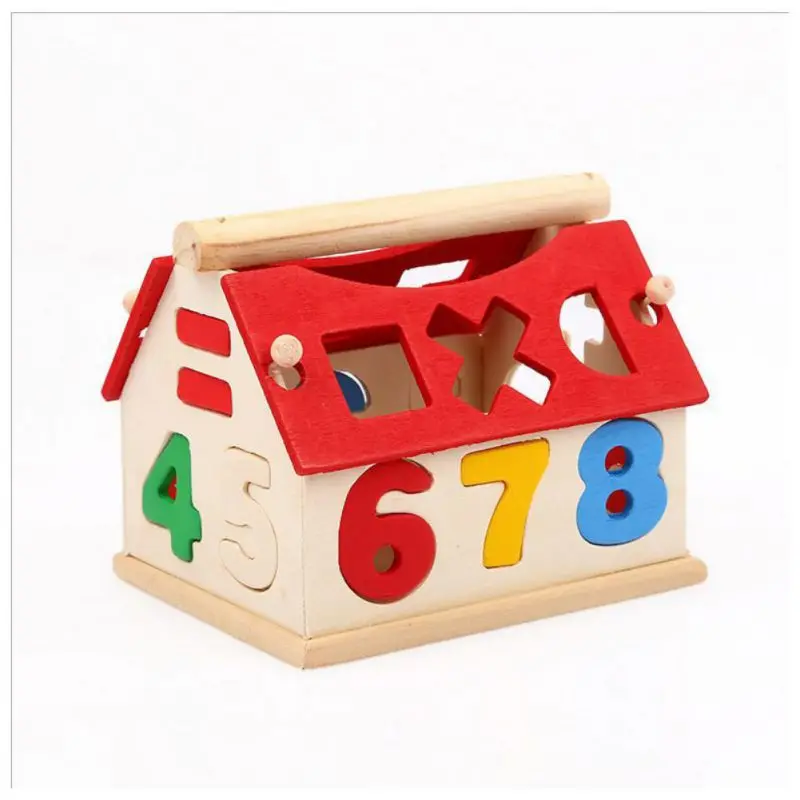 Деревянный материал, безопасная детская игрушка, цифровой номер, деревянный дом, строительные блоки для раннего обучения, интеллектуальные игрушки