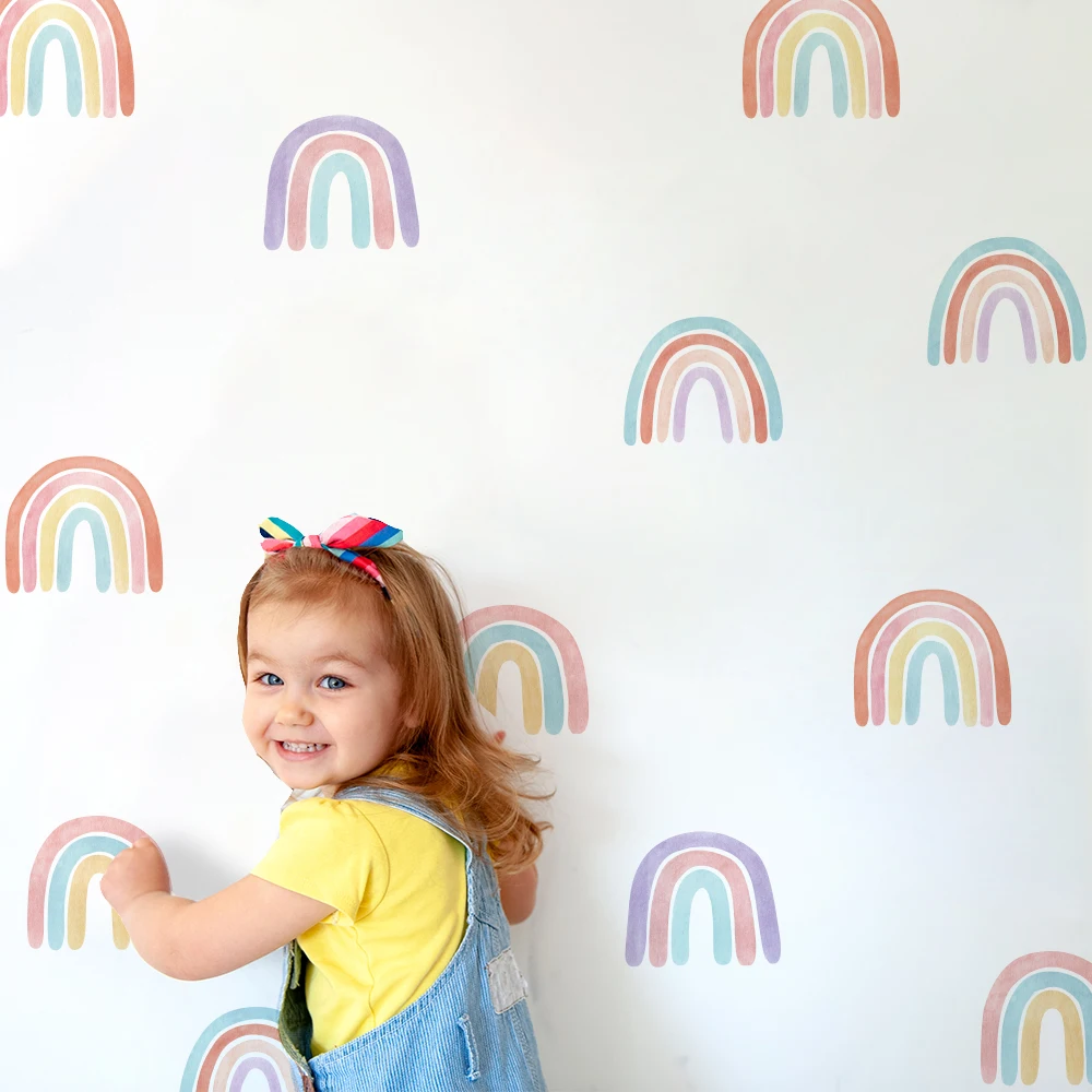 36pcs/set Rainbow Wallpaper on The Wall Stickers for Children's Room Ornaments Baby Stencils Vinyls Decorative Home Decor | Дом и сад