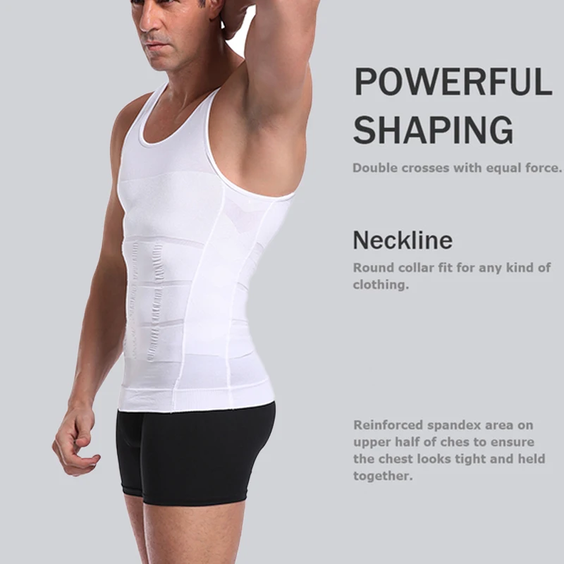 Compression Shirts for Men Shapewear Slimming Body Shaper Waist Trainer Vest Workout Tank Tops Abdomen Undershirts Fat Brun Gym