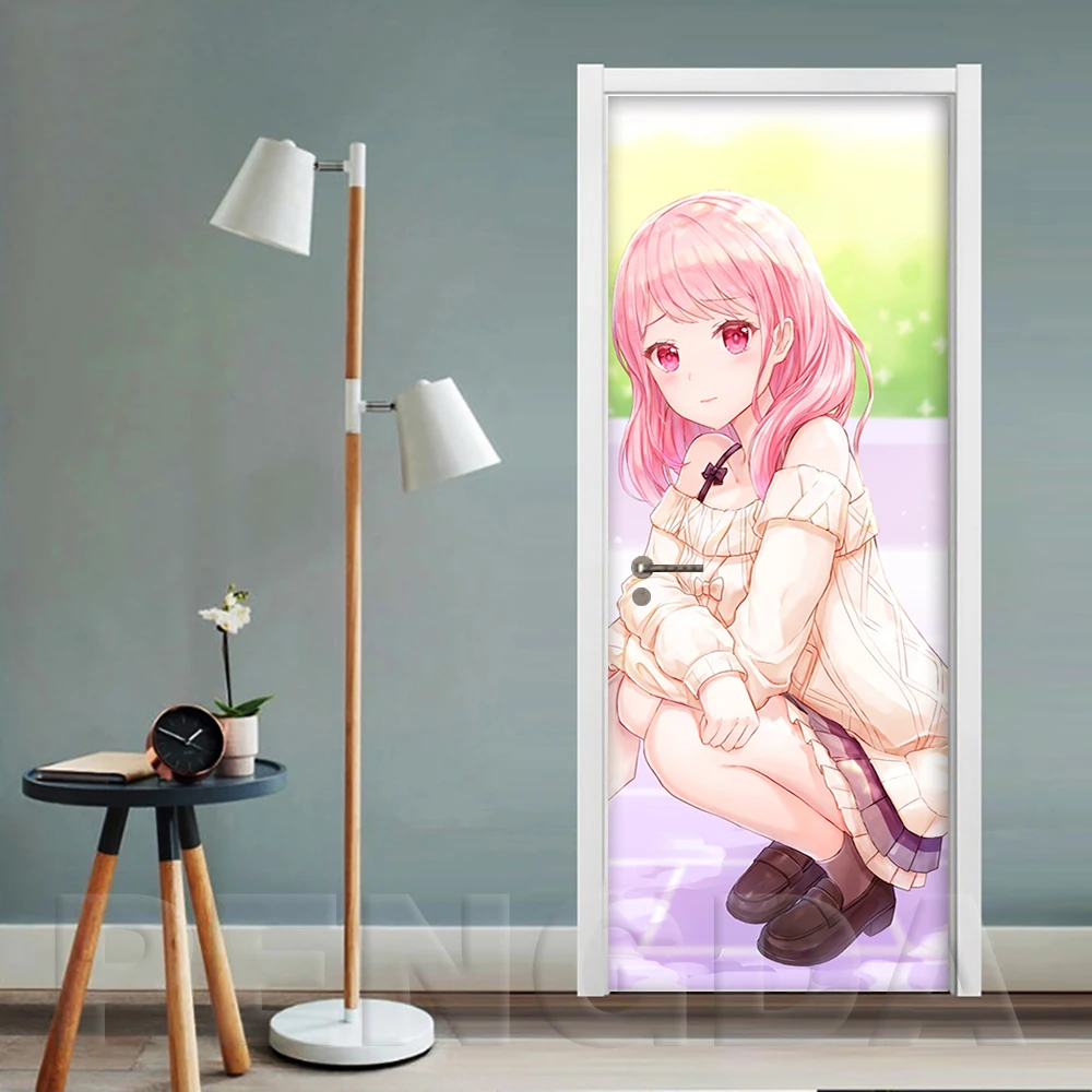Home DecorNew наклейки на стену Настенная роспись 3D Шаг дверь стикер аниме девушка плакат своими руками самоклеющиеся водоотталкивающие обои печать художественная картина