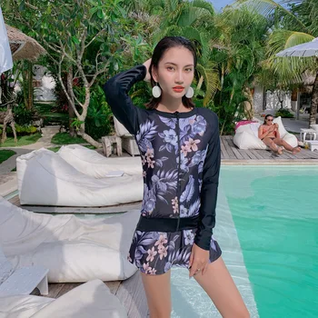 

Swimsuit Bathing Suits Women Swiming Suit Whole Woman Swimwear Swimsuits 2020 New Large Fat Mm Long Sleeve Covering Sports