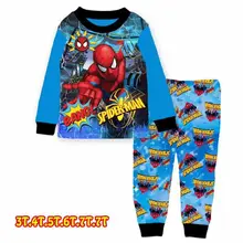 Для мальчиков, пижама с человеком-пауком комплекты детская одежда с героями мультфильмов дети весна Пижамные комплекты для От 3 до 7 лет