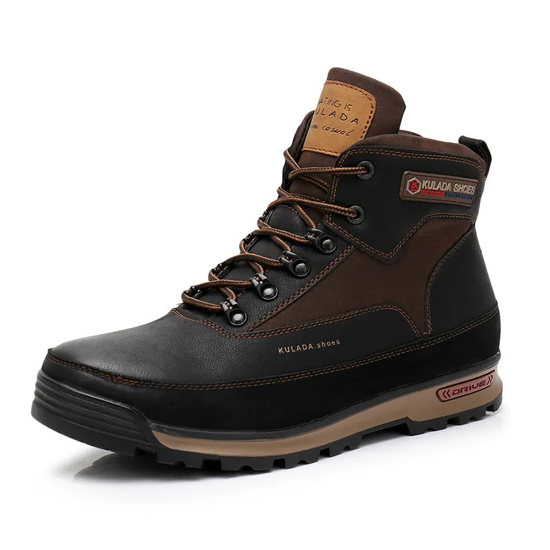 New Boots Men Winter Snow Boots Men Outdoor Activity Sneakers Boots Warm Lace Up High Top Fashion Shoes Men Safety Boots - Color: Brown-M1819-2