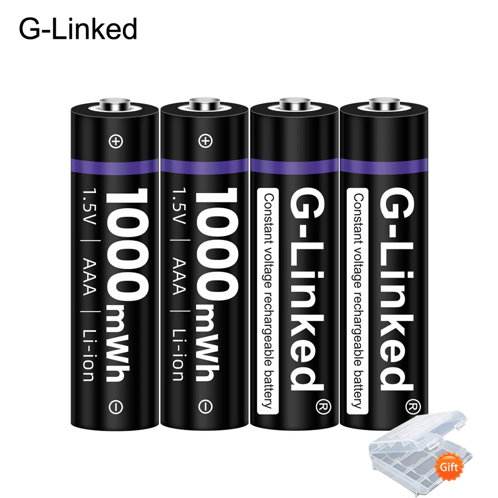 G-Linked 1.5V AAA Li ion Battery 3A 1.5V 1000mWh Lithium Li-ion Rechargeable Battery Bateria Batteries for Thermometer