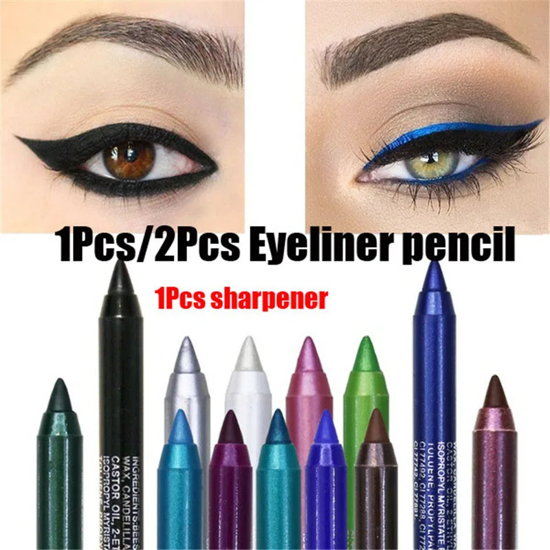 

Colorful Shimmer Glitter Eyeliner Pencils Lot Waterproof 12 Color Pigment Silver White Shimmer Color Pen Eye liner Cheap Makeup