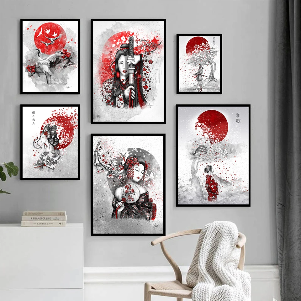 Japanese-Zen-Ink-Bonsa-Bushido-Samurai-Kanji-Posters-and-Prints-Canvas-Art-Painting-Wall-Pictures-For