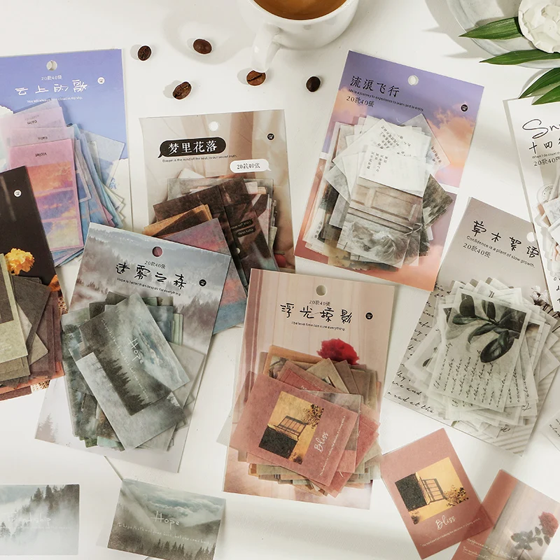 Journamm-Paquete de 40 pegatinas de papel Washi con las letras del tiempo, pegatinas decorativas de papelería