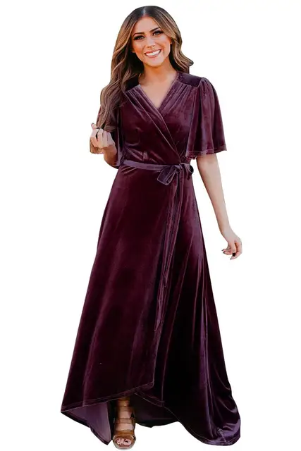 red velvet pleated dress