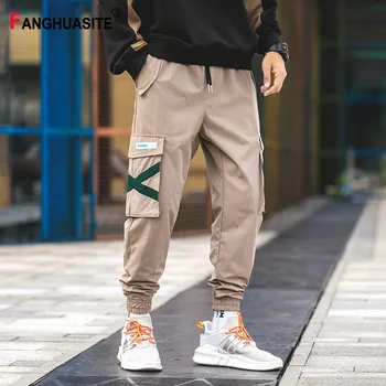 

Men's casual pants printed Big pocket spring autumn cargo pants Streetwear khaki black ArmyGreen jogging cargo trousers men A895