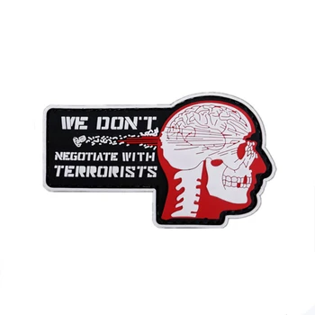 

Skull Head 3D PVC Patch We Don't Negotiate With Terrorists Velcro Decorative DIY For Clothing Hat Backpack Outdoor Sports Badge