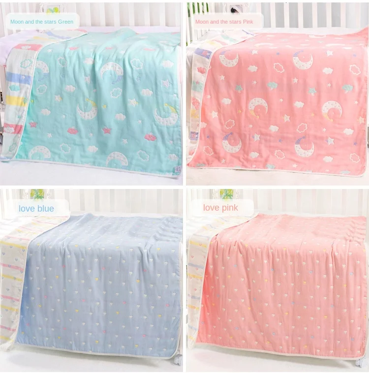 Baby-Baumwoll-Musselin-Decke 6L 110x110cm Weiche Neugeborenen-Pucktuch Badetuch Kleinkind-Kinderwagen-Abdeckung Atmungsaktiver Waschlappen – Detail 3