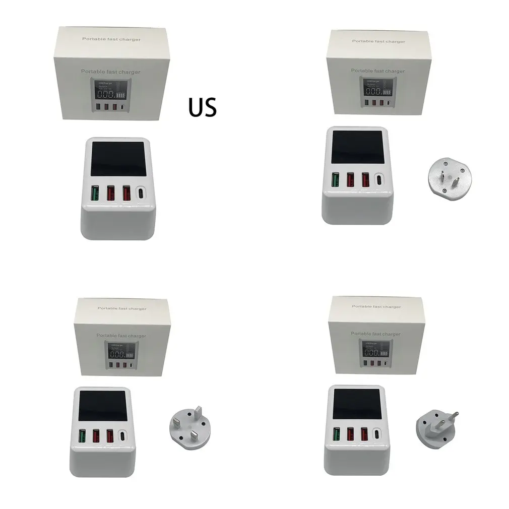 A9T 30 Вт QC3.0 USB+ type-C 4 порта зарядное устройство адаптер цифровой дисплей Быстрая зарядка USB зарядное устройство для путешествий