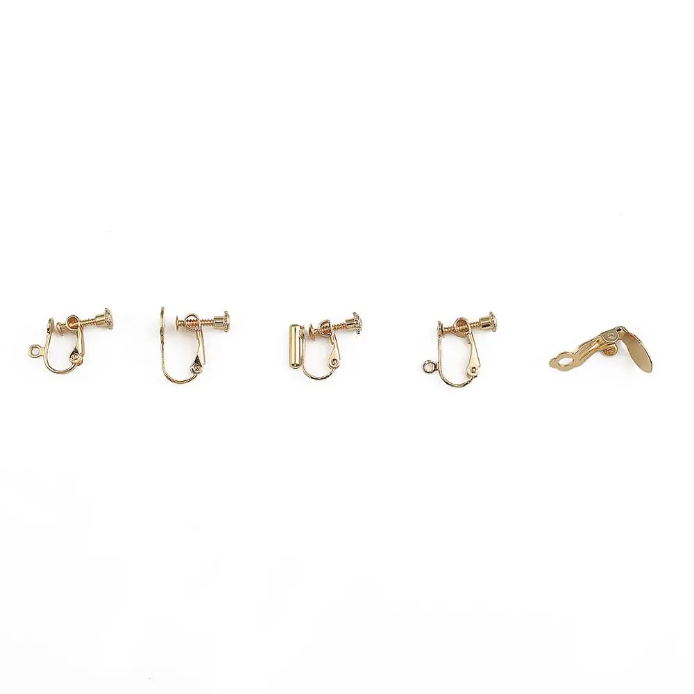 DIY 주얼리 제작용 나사 이어 클립 베이스 귀걸이 설정, 회전 패드 귀걸이 클립 파인딩, 18k 금도금, 10 개, 신상