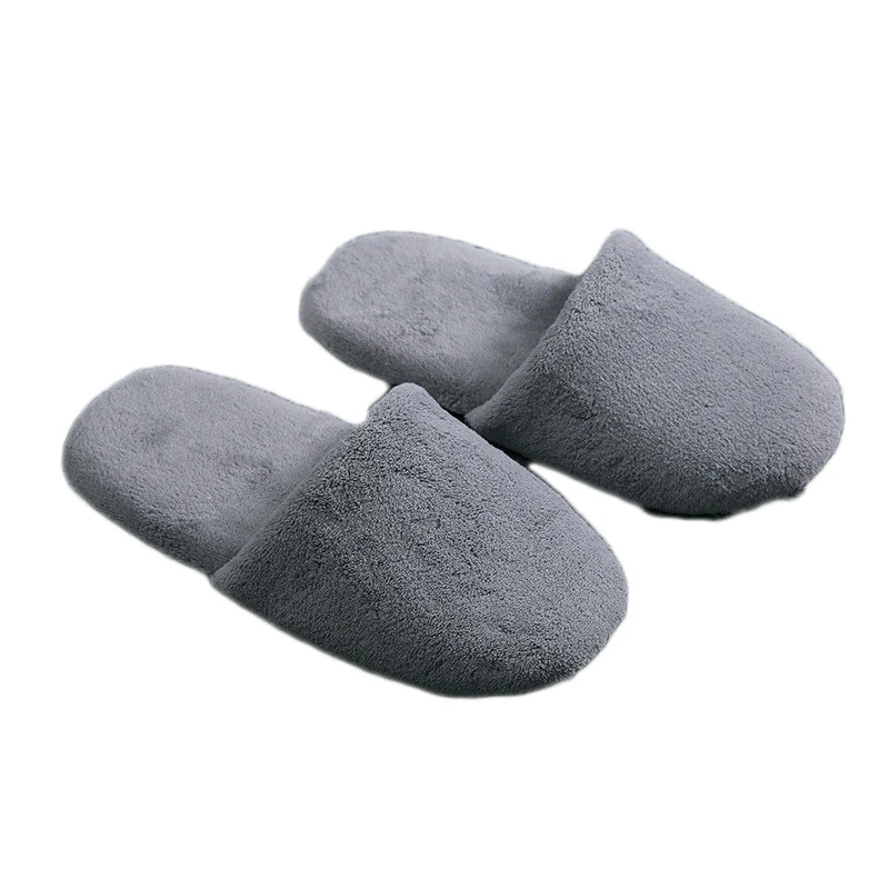 

Korean Version Retro Guest Slippers White Grey Comfortable Velvet Woolen Shoes Indoor Basic Fall Winter Skin-friendly Flip Flop