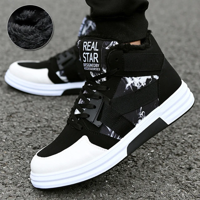 warm-white Men Shoes Winter Sneakers Camouflage Tenis Trainers Mans Footwear Warm Winter Shoes High Top Sneakers Men Vulcanized Shoes - Цвет: warm-white