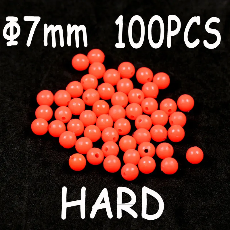 100pcs red 7x7mm 100 шт рыболовные снасти в виде бобов светящиеся круглые поплавки пробки светящиеся такелажные Бусины Пластиковые снасти Соблазнительные аксессуары красный зеленый - Цвет: 100pcs red 7x7mm