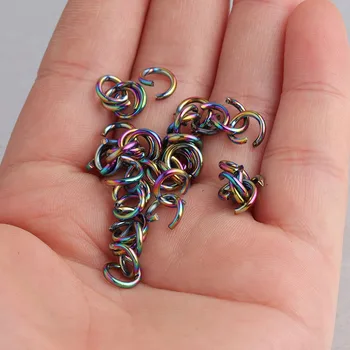 

Fnixtar 1.2*7mm Black Rainbow Steel Blue Color Stainless Steel Open Jump Rings Split Rirngs For Making Connector 1000pcs/lot