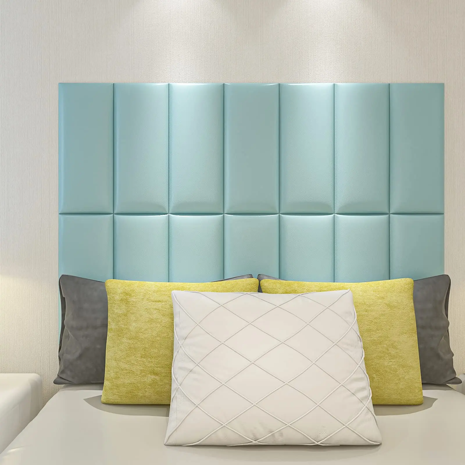 Art3d 9PCS Peel and Stick Headboard for Twin in Teal, Sized 25 x 60cm , 3D Upholstered Wall Panels art3d 4pcs peel and stick headboard for twin in grey sized 25 x 60cm 3d upholstered wall panels